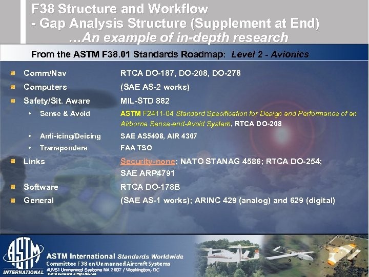 F 38 Structure and Workflow - Gap Analysis Structure (Supplement at End) …An example