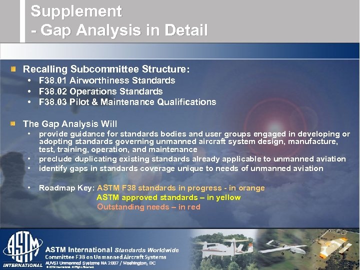 Supplement - Gap Analysis in Detail Recalling Subcommittee Structure: • F 38. 01 Airworthiness