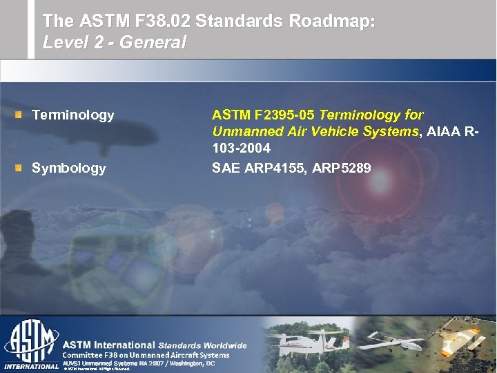 The ASTM F 38. 02 Standards Roadmap: Level 2 - General Terminology Symbology ASTM