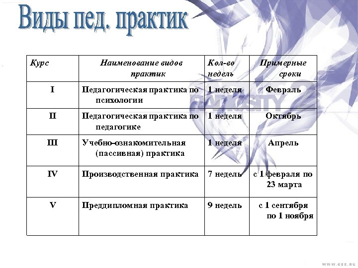 Какие виды практики