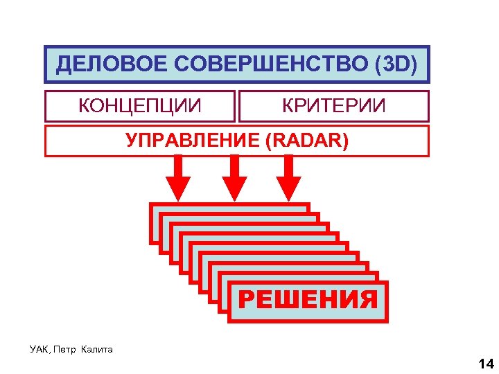 ДЕЛОВОЕ СОВЕРШЕНСТВО (3 D) КОНЦЕПЦИИ КРИТЕРИИ УПРАВЛЕНИЕ (RADAR) РЕШЕНИЯ РЕШЕНИЯ РЕШЕНИЯ УАК, Петр Калита