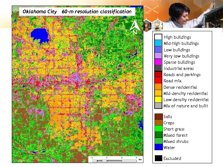 Oklahoma City 60 -m resolution classification N High buildings Mid-high buildings Low buildings Very