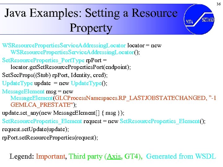 Java Examples: Setting a Resource Property 36 WSResource. Properties. Service. Addressing. Locator locator =