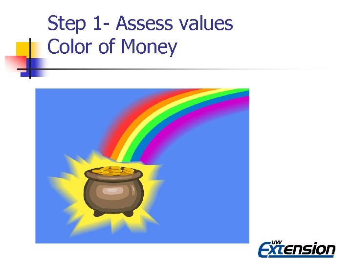 Step 1 - Assess values Color of Money 