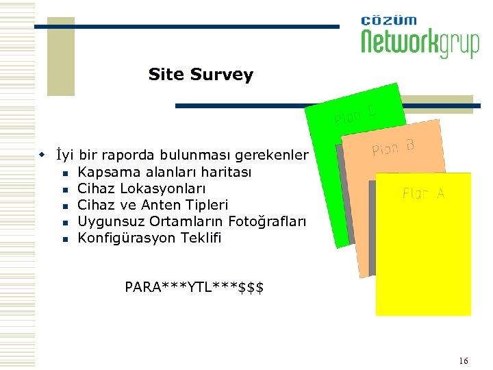 Site Survey w İyi bir raporda bulunması gerekenler : n Kapsama alanları haritası n