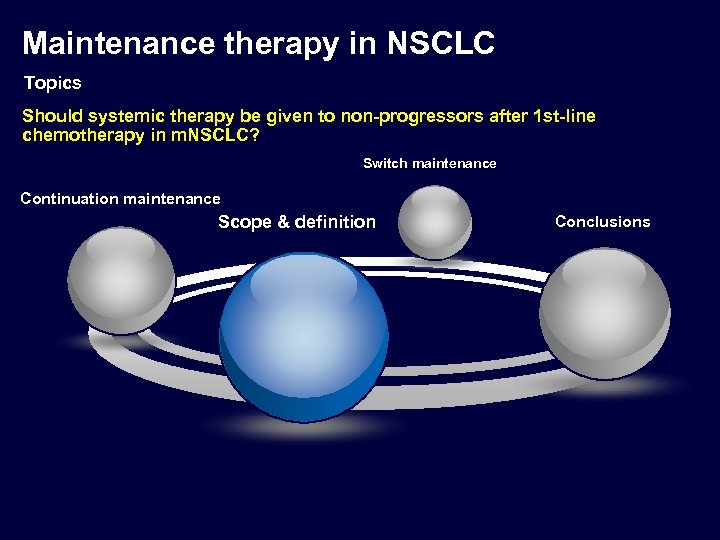 Maintenance therapy in NSCLC Topics Should systemic therapy be given to non-progressors after 1
