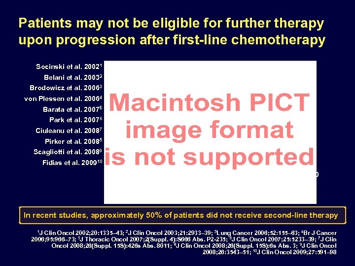 Patients may not be eligible for furtherapy upon progression after first-line chemotherapy Socinski et