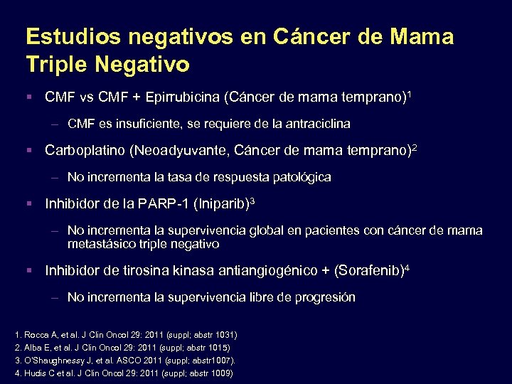 Estudios negativos en Cáncer de Mama Triple Negativo CMF vs CMF + Epirrubicina (Cáncer