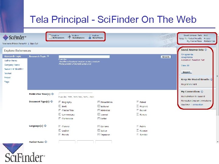 Tela Principal - Sci. Finder On The Web 