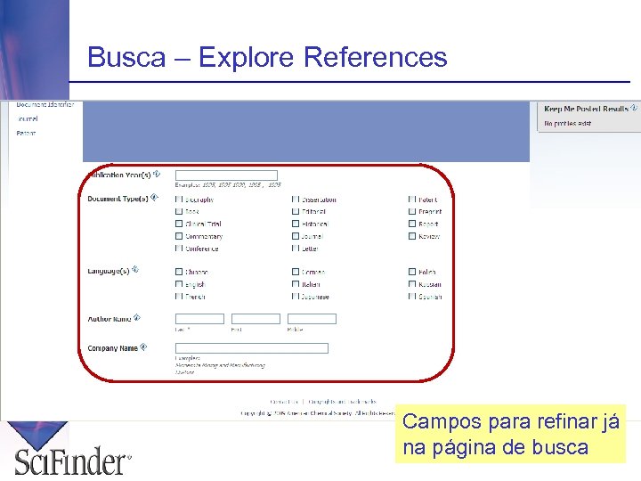 Busca – Explore References Campos para refinar já na página de busca 