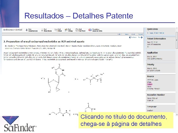 Resultados – Detalhes Patente Clicando no título do documento, chega-se à página de detalhes