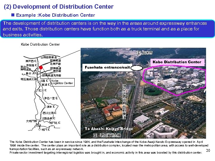 (2) Development of Distribution Center Example : Kobe Distribution Center The development of distribution