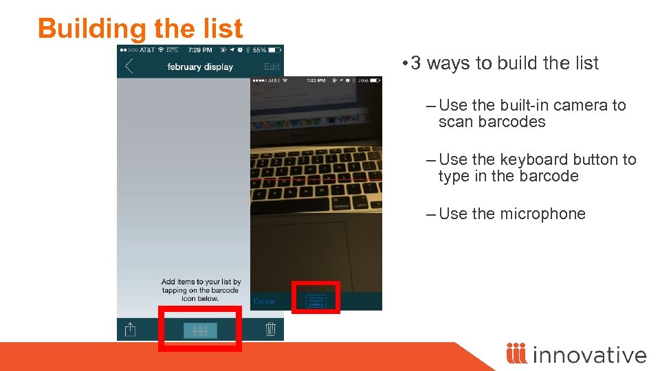 Building the list • 3 ways to build the list – Use the built-in