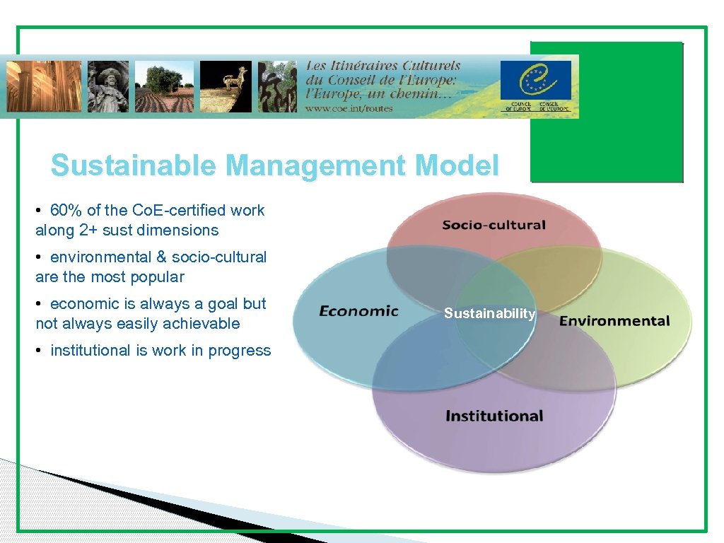 , Presentation Outline Sustainable Management Model • 60% of the Co. E-certified work along