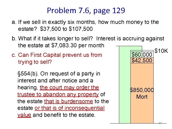Problem 7. 6, page 129 a. If we sell in exactly six months, how