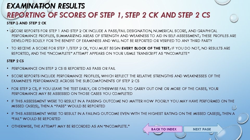 EXAMINATION RESULTS REPORTING OF SCORES OF STEP 1, STEP 2 CK AND STEP 2