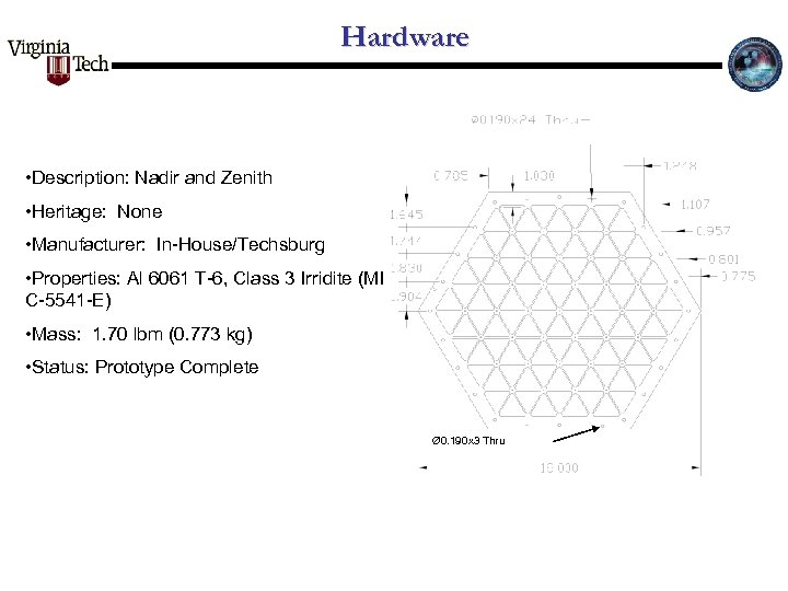 Hardware • Description: Nadir and Zenith • Heritage: None • Manufacturer: In-House/Techsburg • Properties: