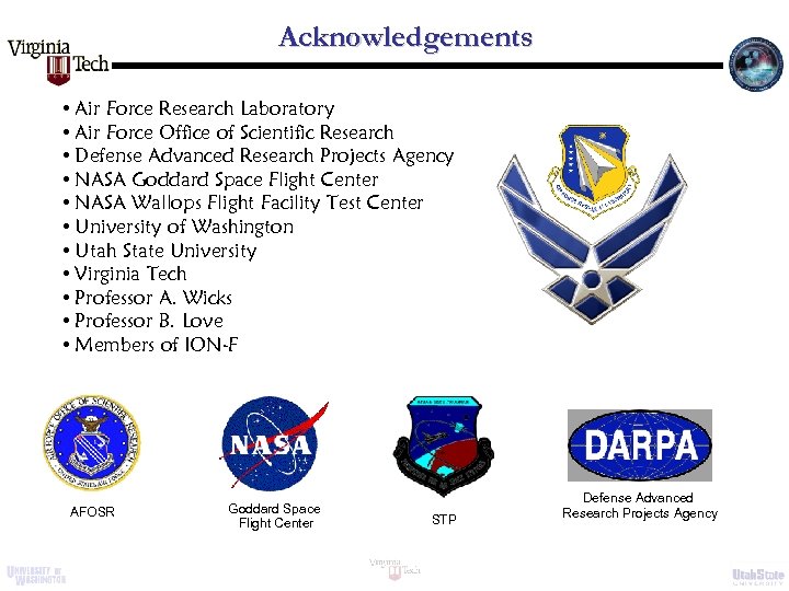 Acknowledgements • Air Force Research Laboratory • Air Force Office of Scientific Research •
