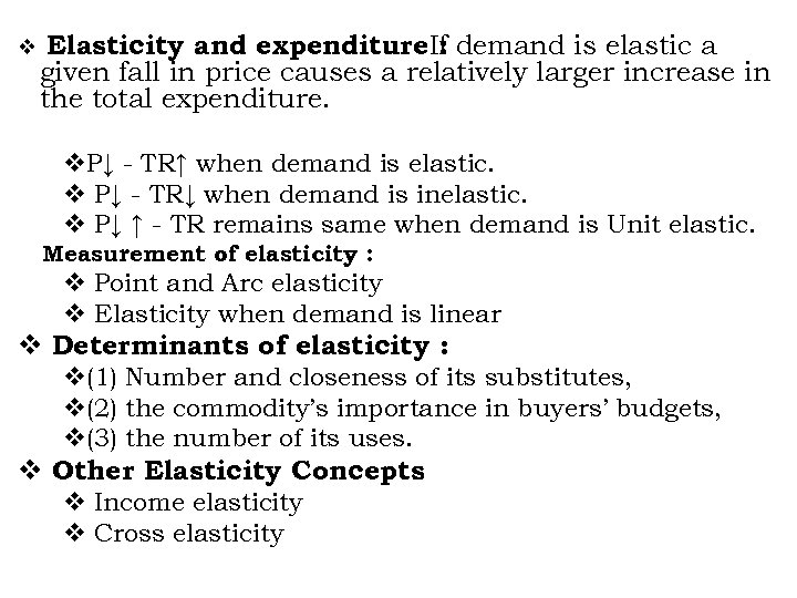 v Elasticity and expenditure. If demand is elastic a : given fall in price