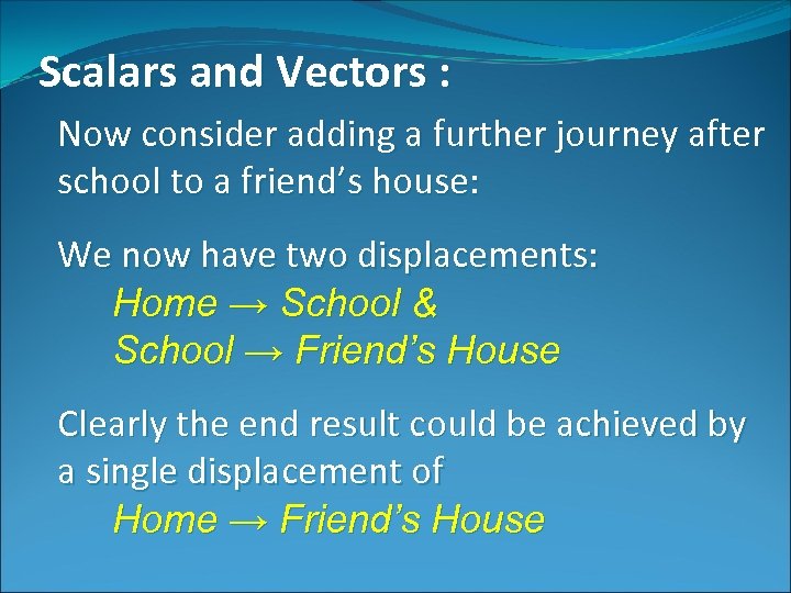 Scalars and Vectors : Now consider adding a further journey after school to a