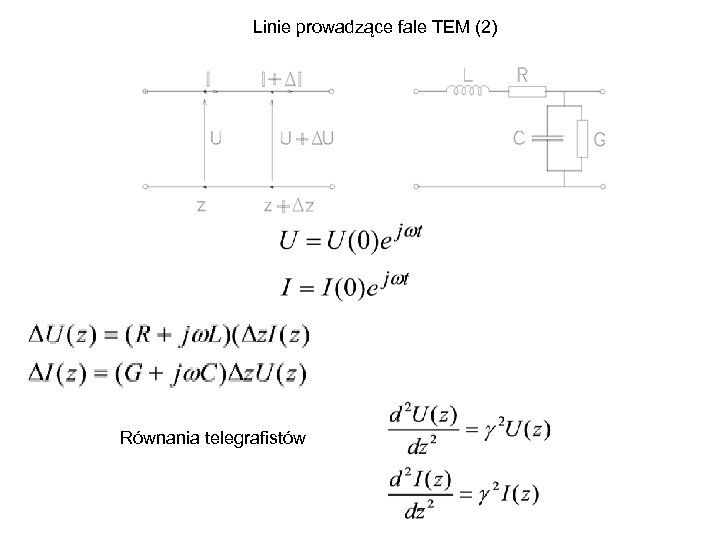 Linie prowadzące fale TEM (2) Równania telegrafistów 