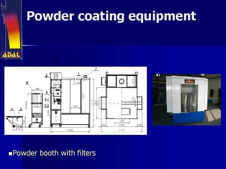 Powder coating equipment n. Powder booth with filters 