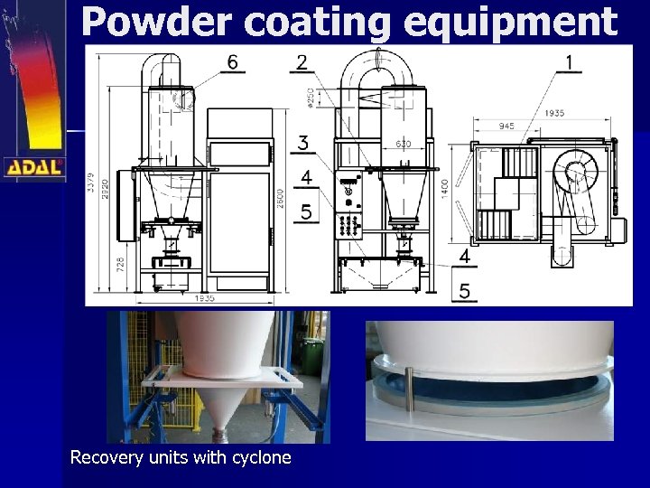 Powder coating equipment Recovery units with cyclone 