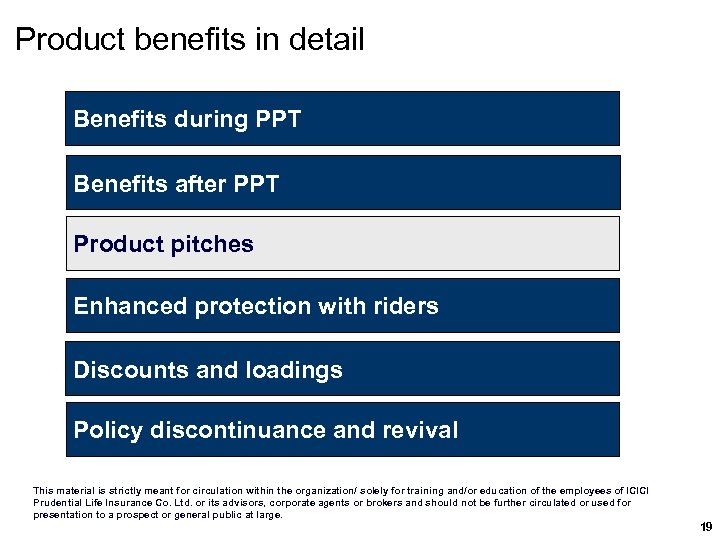 Product benefits in detail Benefits during PPT Benefits after PPT Product pitches Enhanced protection