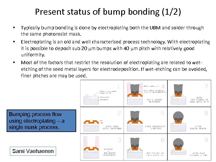 Present status of bump bonding (1/2) • • • Typically bump bonding is done
