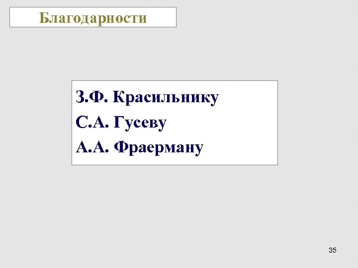 Благодарности З. Ф. Красильнику С. А. Гусеву А. А. Фраерману 35 