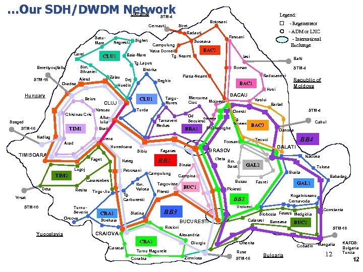  …Our SDH/DWDM Network Ukraine Legend: STM-4 Cernauti Botosani Siret Radauti Satu. Mare Carei
