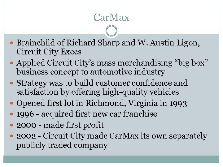 Car. Max Brainchild of Richard Sharp and W. Austin Ligon, Circuit City Execs Applied