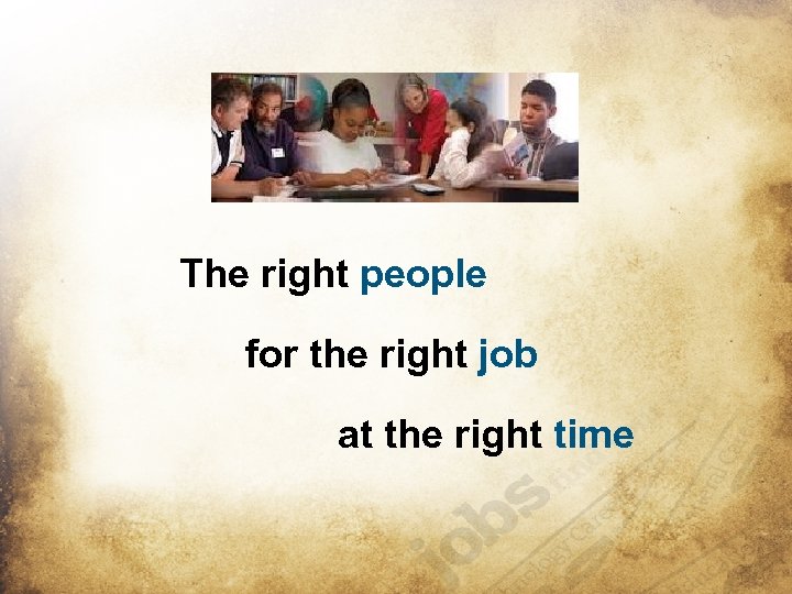 The right people for the right job at the right time 