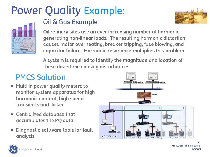 Power Quality Example: Oil & Gas Example Oil refinery sites use an ever increasing