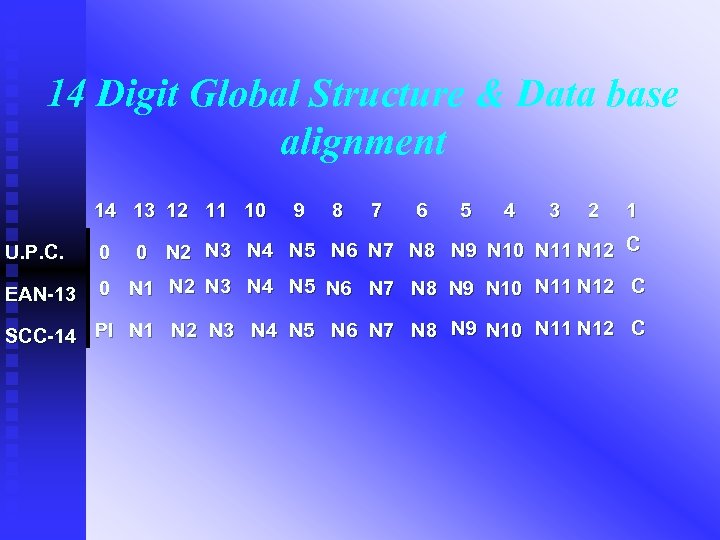 14 Digit Global Structure & Data base alignment 14 13 12 11 10 9