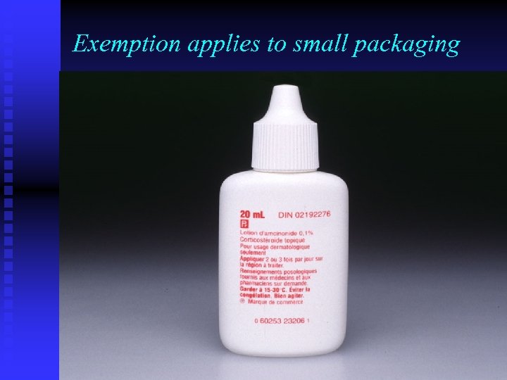 Exemption applies to small packaging 