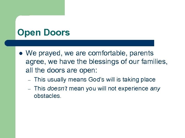 Open Doors l We prayed, we are comfortable, parents agree, we have the blessings