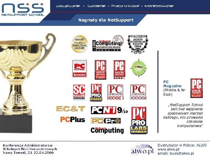 Nagrody dla Net. Support PC Magazine (Middle & Nr East) „Net. Support School jest