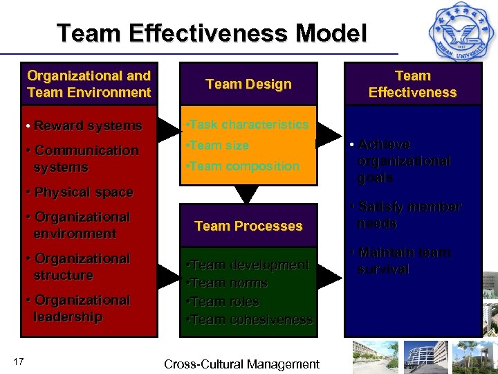 Team Effectiveness Model Organizational and Team Environment Team Design • Reward systems • Task