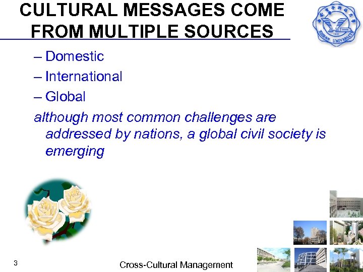 CULTURAL MESSAGES COME FROM MULTIPLE SOURCES – Domestic – International – Global although most