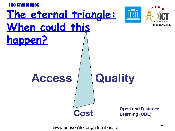 The Challenges The eternal triangle: When could this happen? Access By Cédric Wachholz Quality