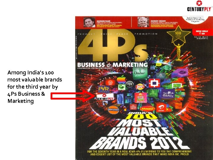 Among India's 100 most valuable brands for the third year by 4 Ps Business