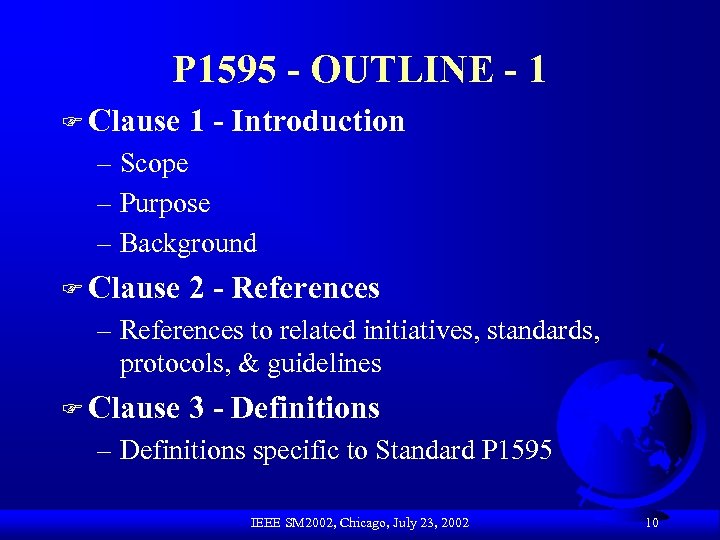 P 1595 - OUTLINE - 1 F Clause 1 - Introduction – Scope –