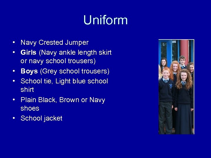 Uniform • Navy Crested Jumper • Girls (Navy ankle length skirt or navy school