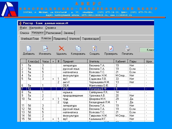 А В Е Р С И Н Ф О Р М А Ц И