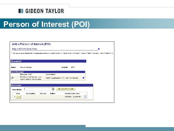 Person of Interest (POI) 