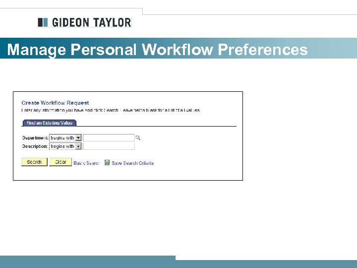 Manage Personal Workflow Preferences 