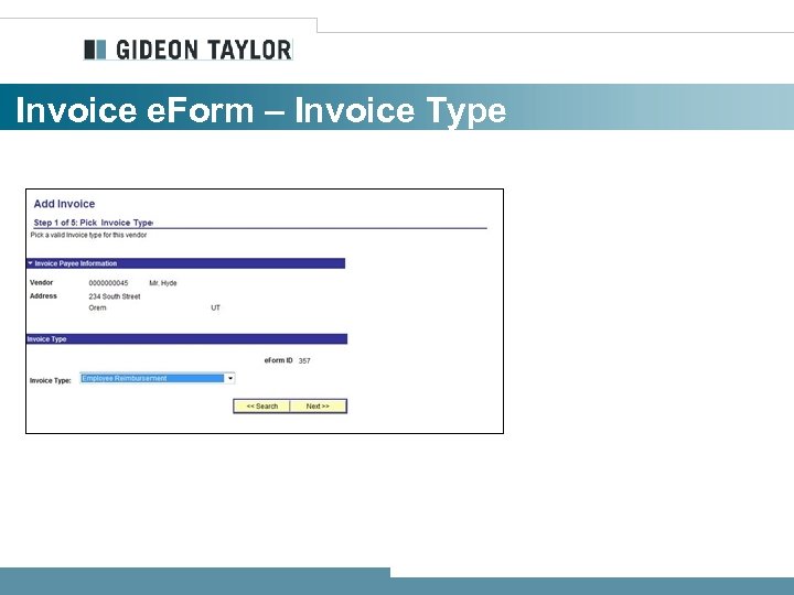Invoice e. Form – Invoice Type 
