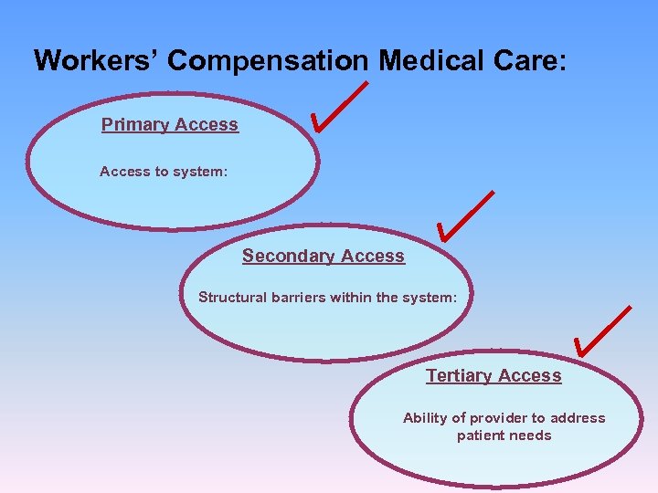 Workers’ Compensation Medical Care: Primary Access to system: Secondary Access Structural barriers within the