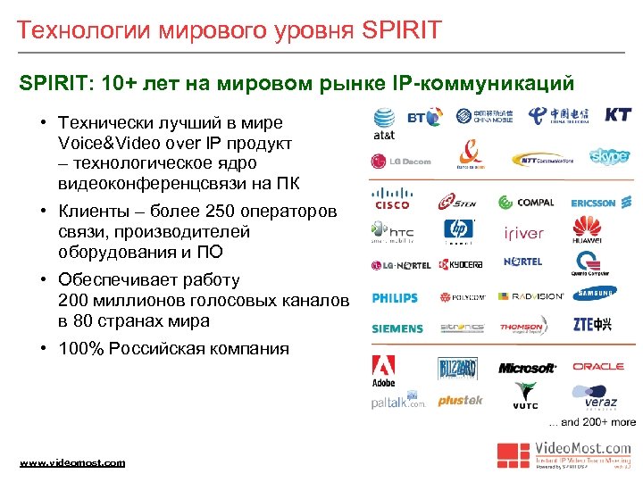 Технологии мирового уровня SPIRIT: 10+ лет на мировом рынке IP-коммуникаций • Технически лучший в